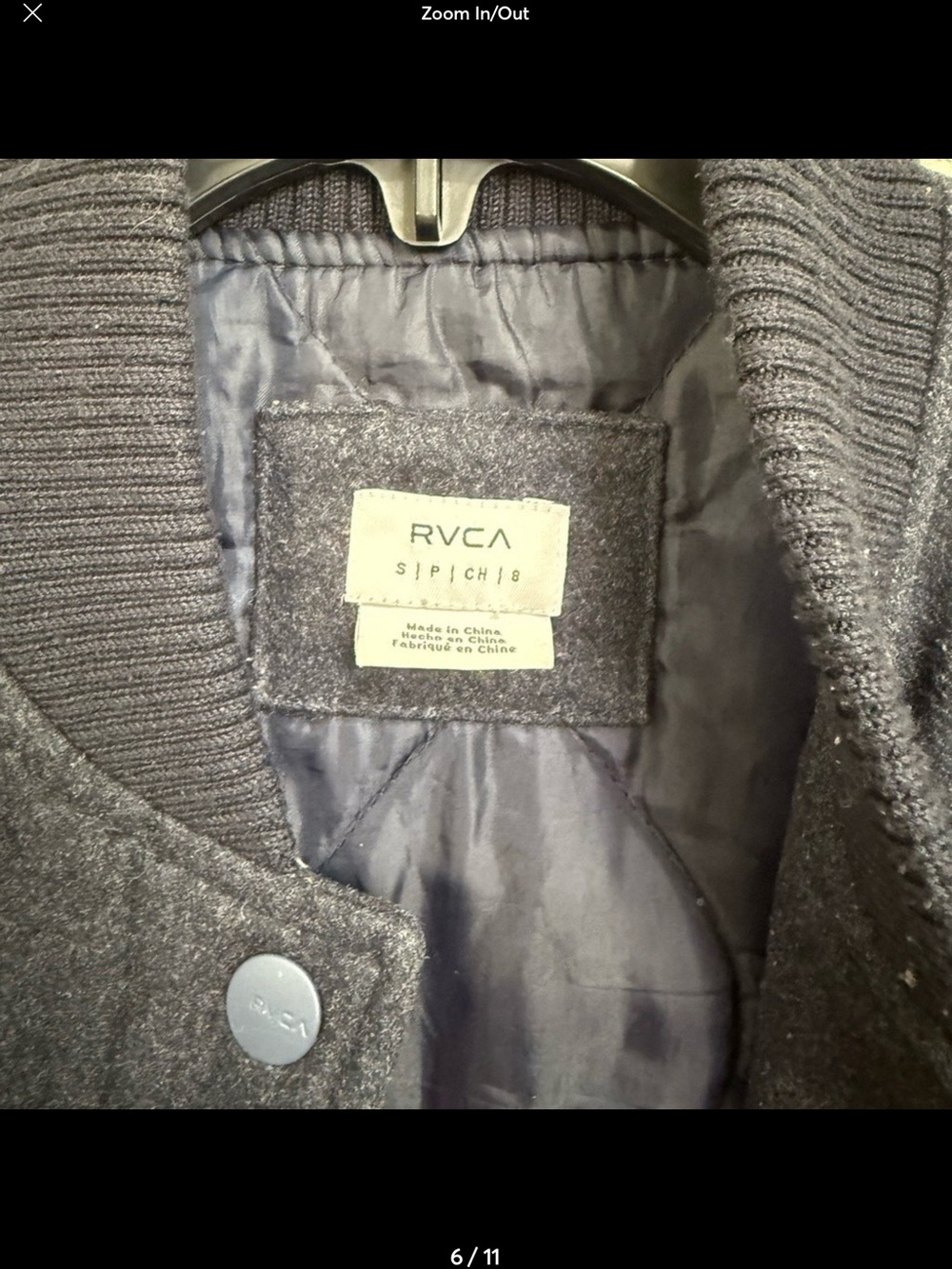 RVCA Heather Navy Wool Blend Insulated Coat Jacket Quilted Lined Size S - Picture 6 of 10